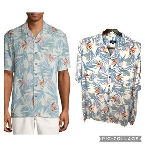 George Men's Tropical Hawaiian Print Shirt Size 2XL Blue and White